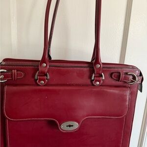 Chic Burgundy Leather Laptop Bag
